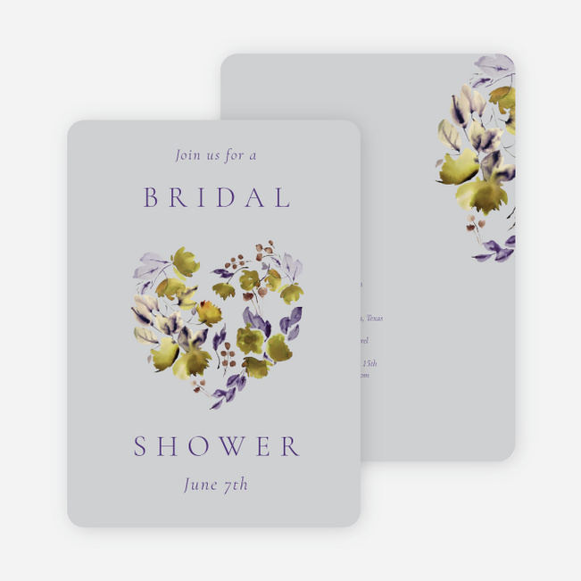 Lavender Laurels Bridal Shower Invitations - Gray