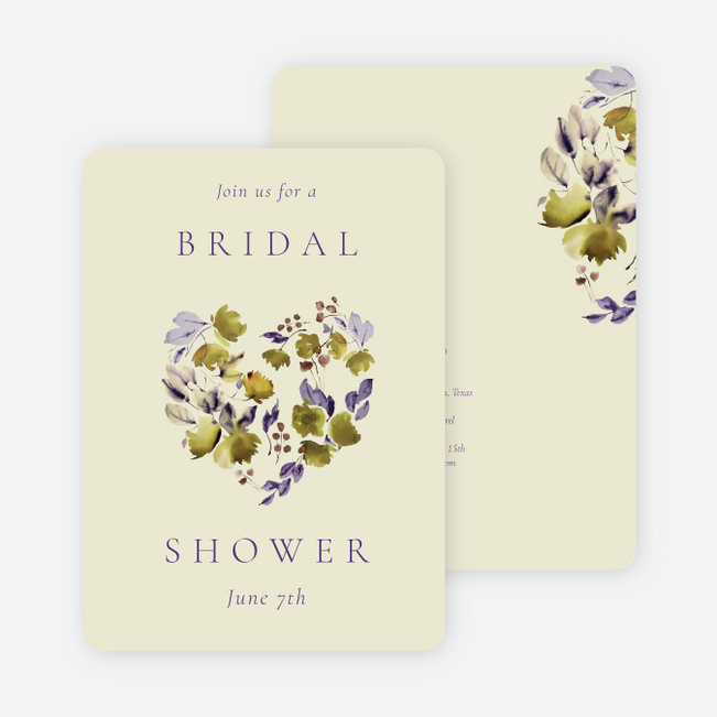 Lavender Laurels Bridal Shower Invitations - Yellow