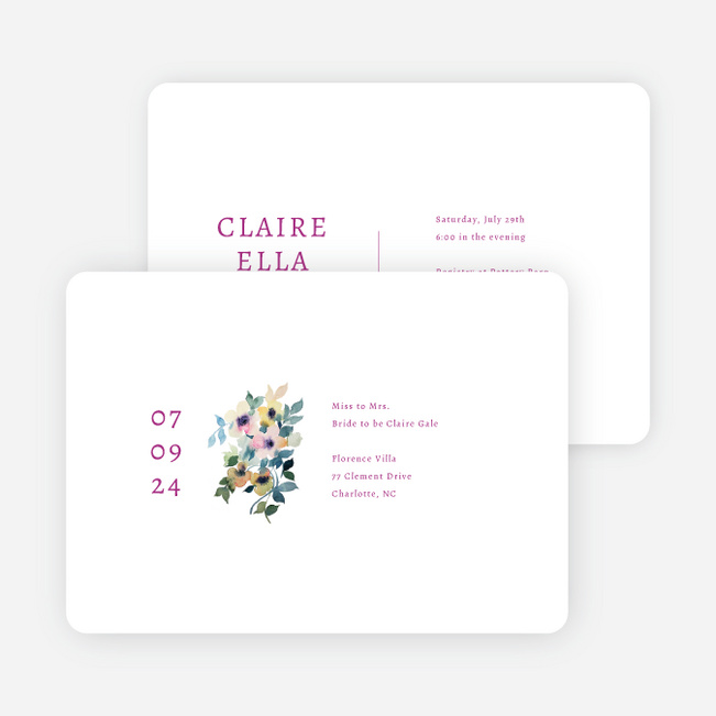 Simplistic Bouquet Bridal Shower Invitations - Pink