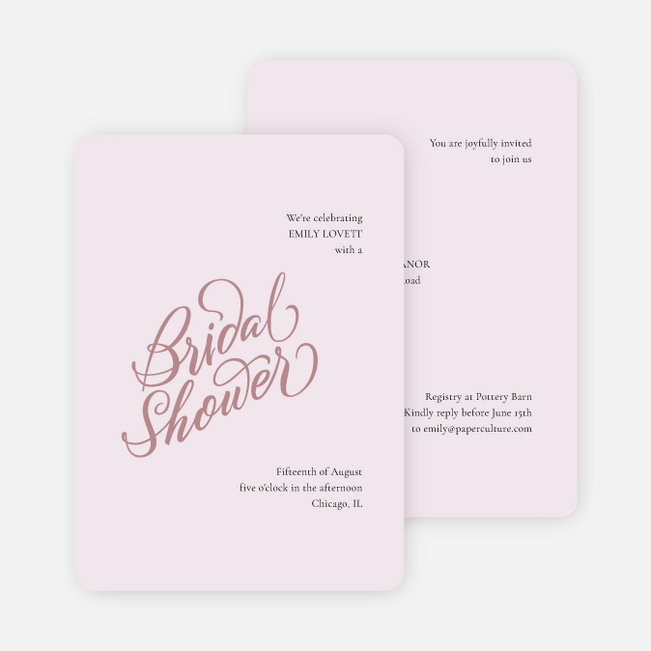 Softly Swept Bridal Shower Invitations - Pink