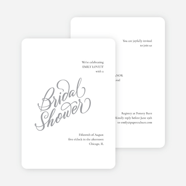 Softly Swept Bridal Shower Invitations - Gray