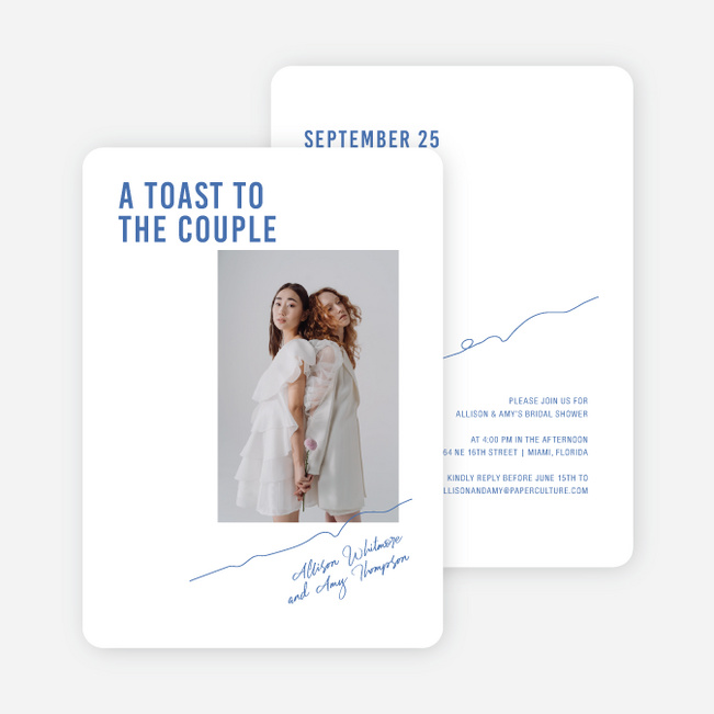 Toe the Line Bridal Shower Invitations - Blue