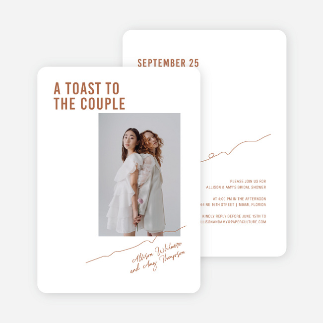 Toe the Line Bridal Shower Invitations - Brown