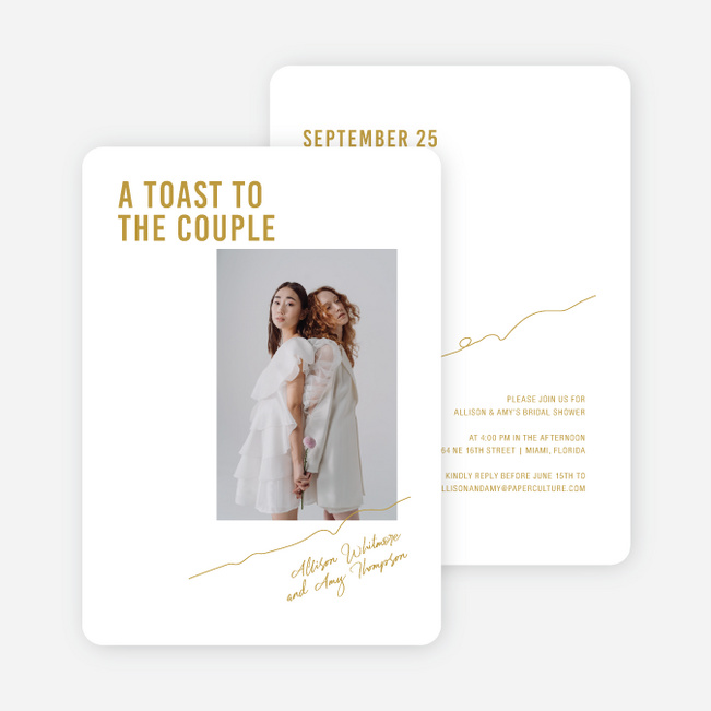 Toe the Line Bridal Shower Invitations - Yellow