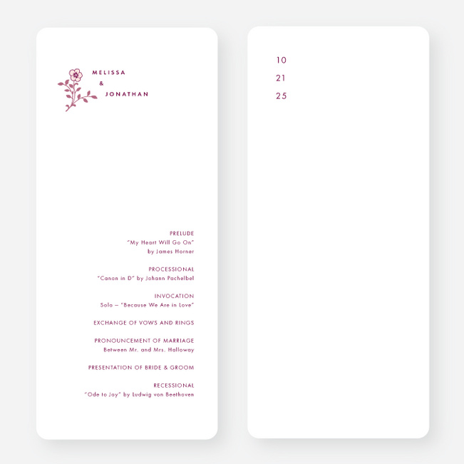 Romantic Simplicity Wedding Programs - Red