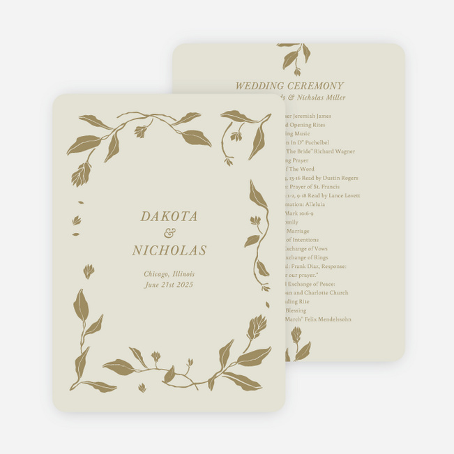 Stemming From Love Wedding Programs - Yellow