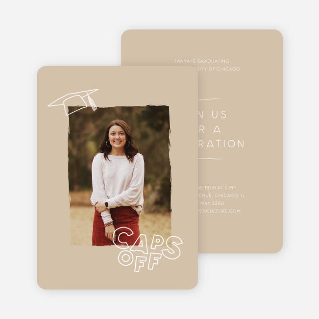 Beyond Caps & Gowns Graduation Announcements & Invitations - Beige