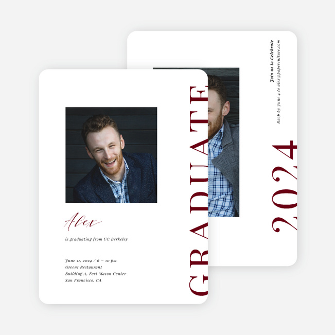 Front Page Achievement Graduation Announcements & Invitations - Red