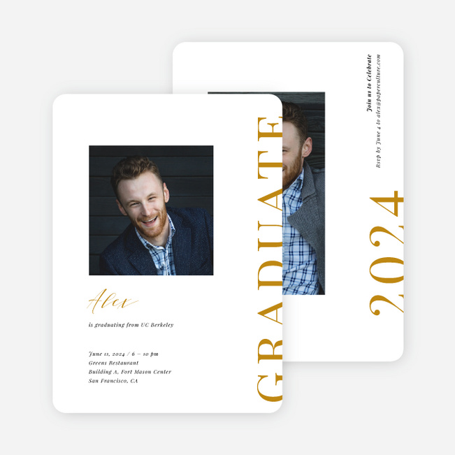 Front Page Achievement Graduation Announcements & Invitations - Yellow