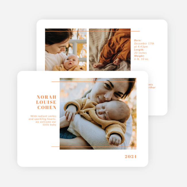 Our Newest Addition Baby Birth Announcements - Orange