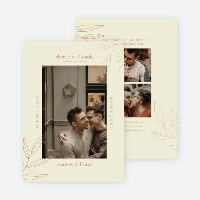 Stenciled Accent Bridal Shower Invitations - Yellow