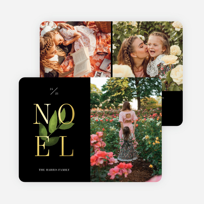 Foil Classic Noel Christmas Cards - Black