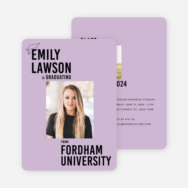 Epic Narrative Graduation Announcements & Invitations - Purple
