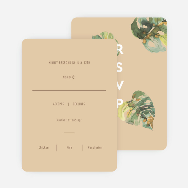 Tropical Palms Wedding Response Cards - Beige