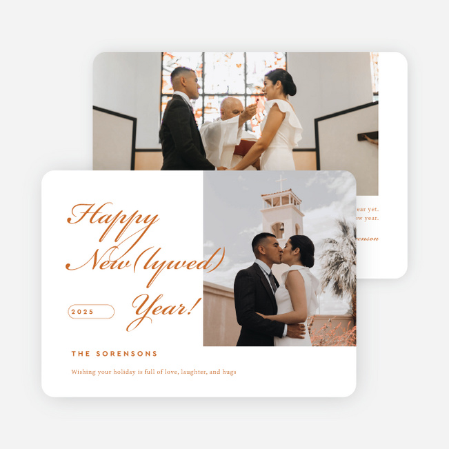New(lywed) Cheer New Year Cards and Invitations - Orange