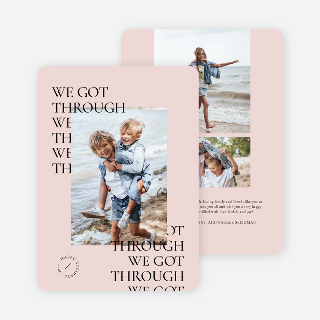 Overlapping Headlines Multi Photo Holiday Cards - Pink
