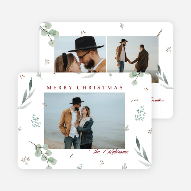 Dusting of Holly Christmas Cards - Red