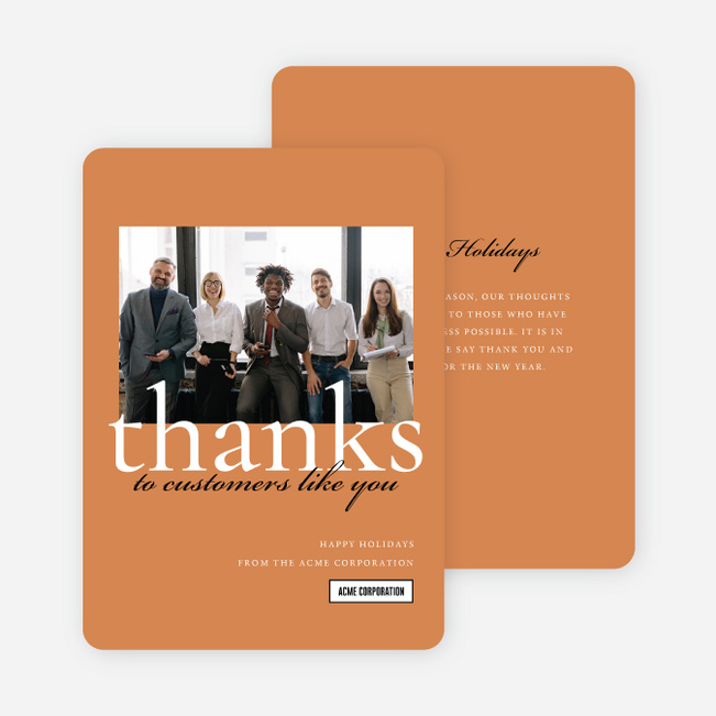 Minimalist Melody Corporate Holiday Cards & Corporate Christmas Cards - Orange