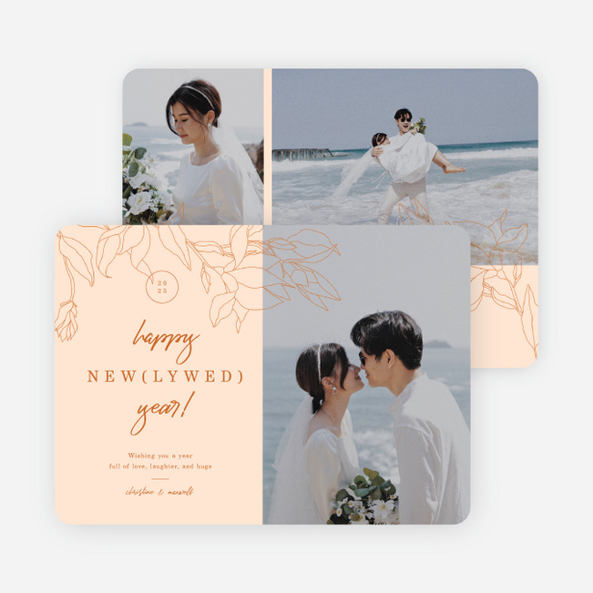 Newlywed Blossoms New Year Cards and Invitations - Beige
