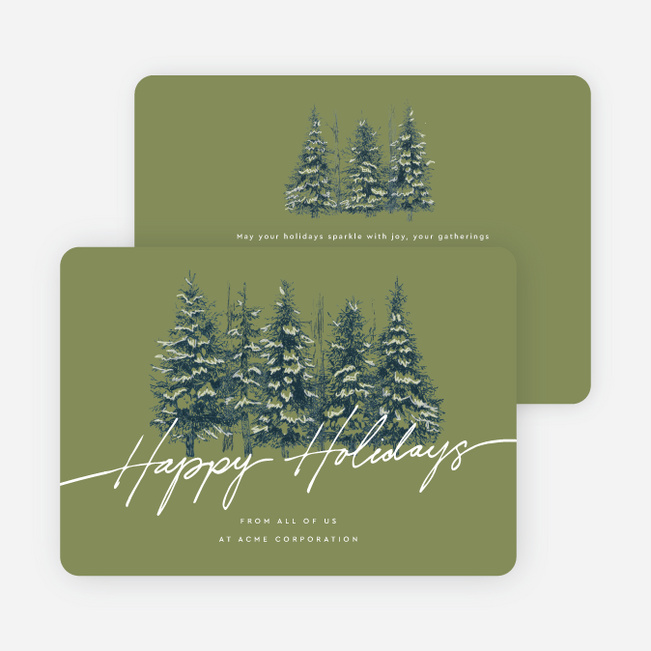 Pine Landscape Corporate Holiday Cards & Corporate Christmas Cards - Green
