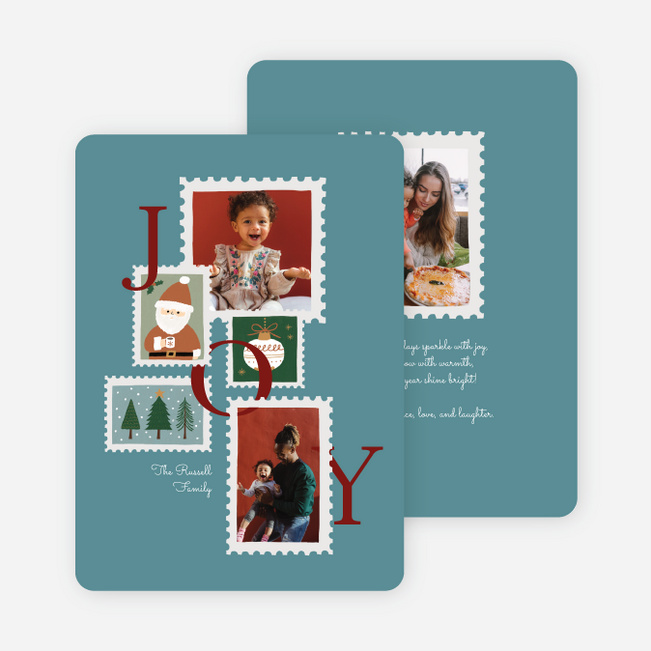 Postmarked Cheer Christmas Cards - Blue