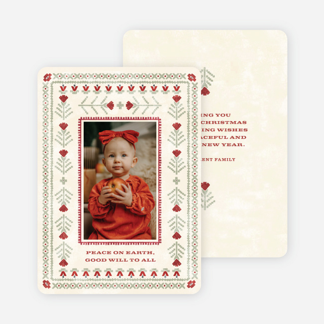 Stitched with Care Holiday Cards and Invitations - Beige