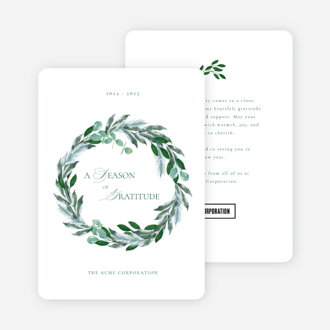 Evergreen Embellishment Corporate Holiday Cards & Corporate Christmas Cards - Green