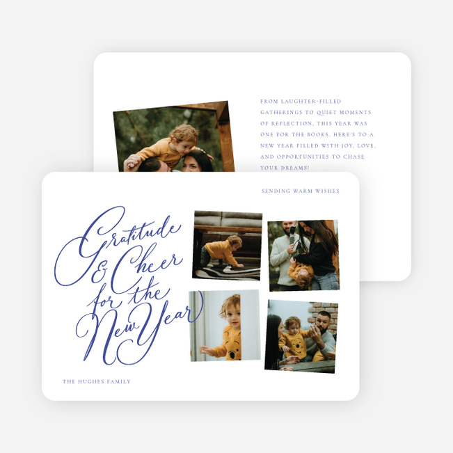 Heartfelt Cheery Year New Year Cards and Invitations - Blue