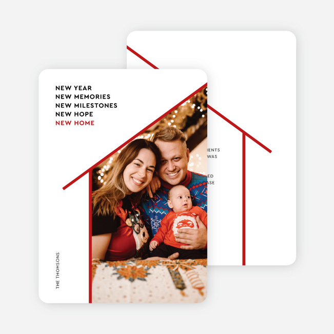 Home for the Season New Year Cards and Invitations - Red