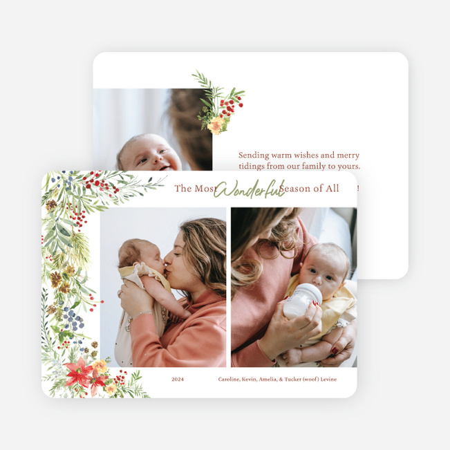 Natural Botanical Holiday Cards and Invitations - Green