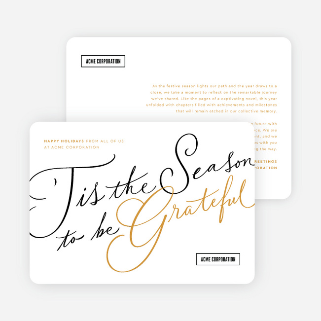 Seasonally Stacked Corporate Holiday Cards & Corporate Christmas Cards - Yellow