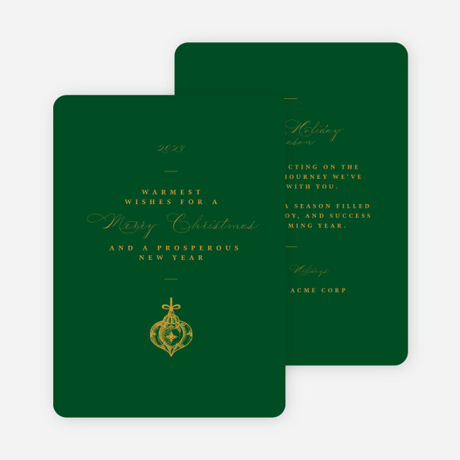 Traditionally Serene Corporate Holiday Cards & Corporate Christmas Cards - Green