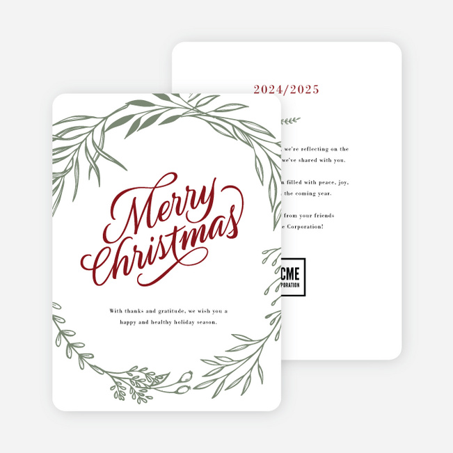 Yuletide Ring Corporate Holiday Cards & Corporate Christmas Cards - Red