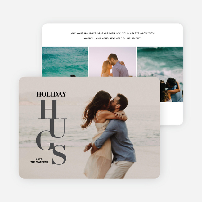Heartfelt Hugs Holiday Cards and Invitations - Black