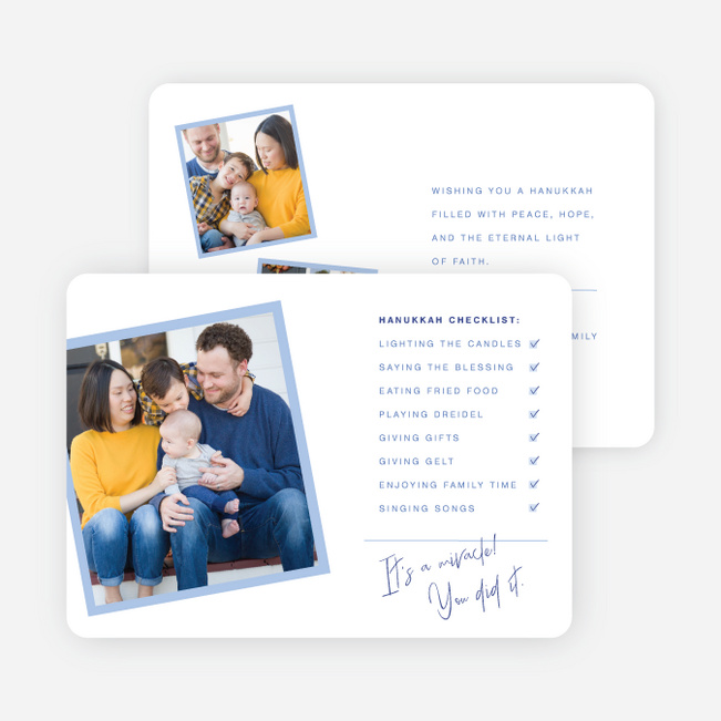 Miracle Checklist Hanukkah Cards - Blue
