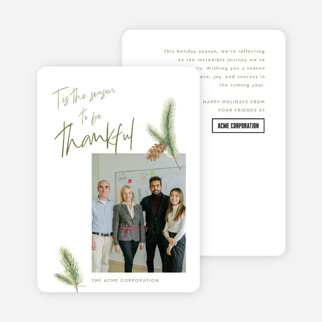 Evergreen Elegance Corporate Holiday Cards & Corporate Christmas Cards - Green