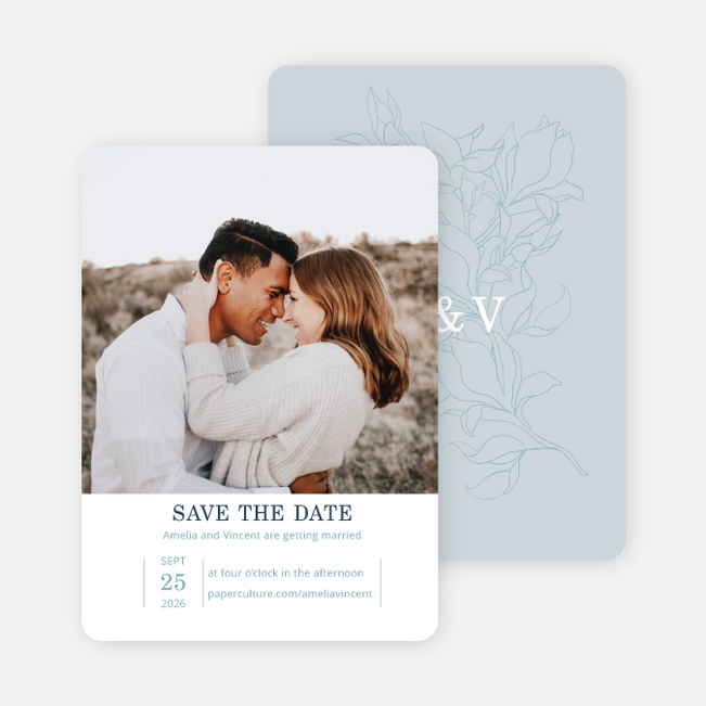 Vintage Garden Save the Date Cards - Blue