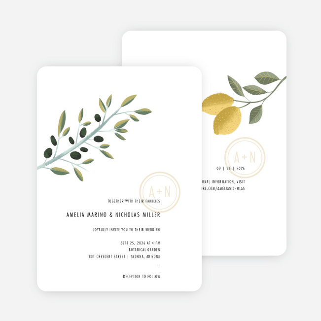 Mediterranean Romance Wedding Invitations - Beige