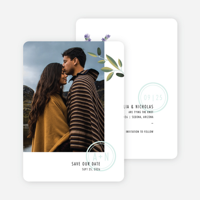 Mediterranean Romance Save the Date Cards - Blue