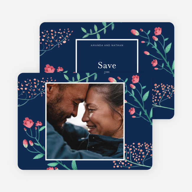 Naturally Framed Save the Date Cards - Blue