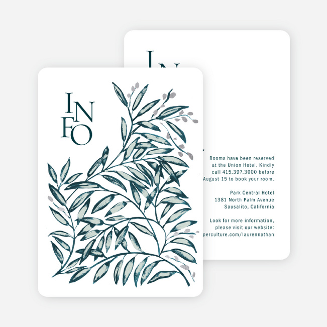 Shimmering Eucalyptus Wedding Information Cards - Gray