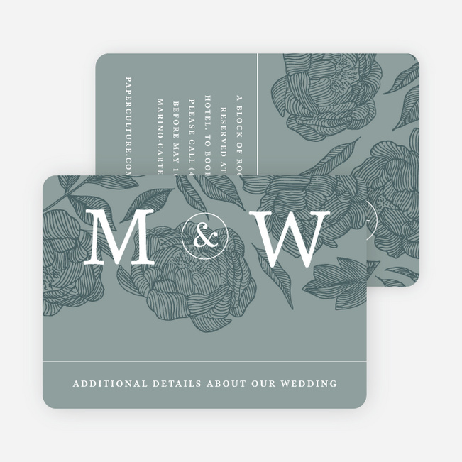 Cascading Florals Wedding Information Cards - Blue