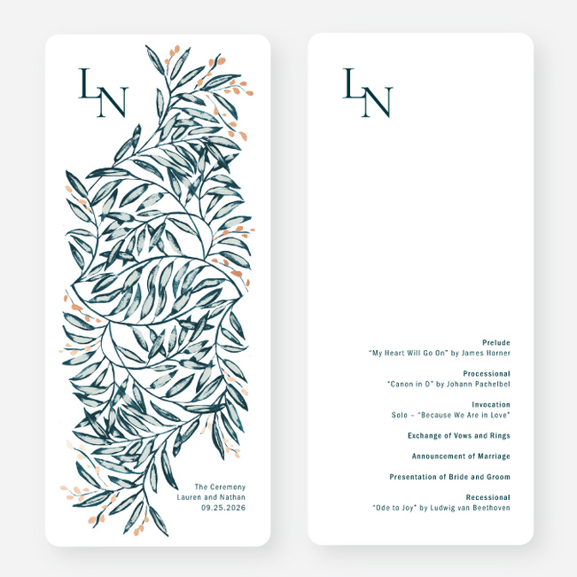 Shimmering Eucalyptus Wedding Programs - Pink