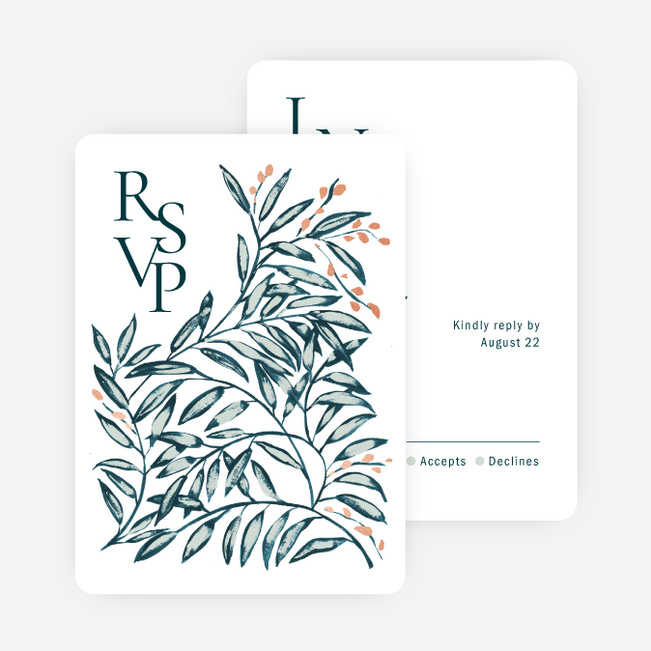 Shimmering Eucalyptus Wedding Response Cards - Pink