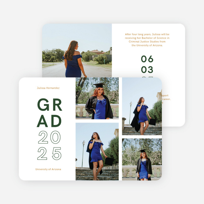 Stacking Achievement Graduation Announcements & Graduation Invitations - Green