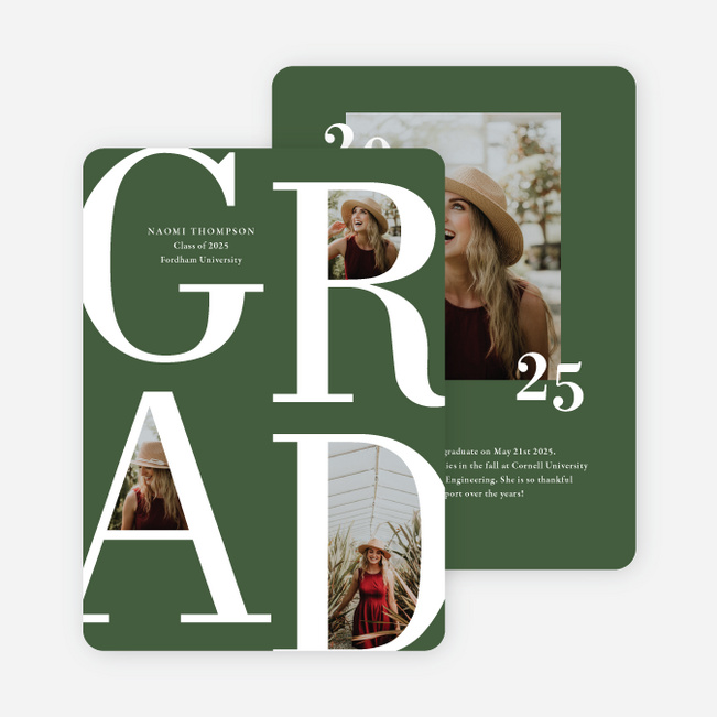 Framed Milestone Graduation Announcements & Graduation Invitations - Green