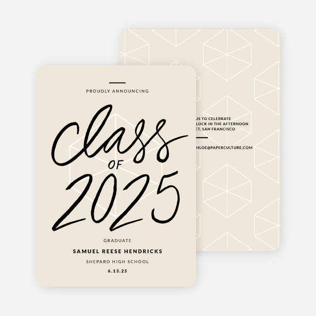 Proudly Announcing Graduation Cards - Beige