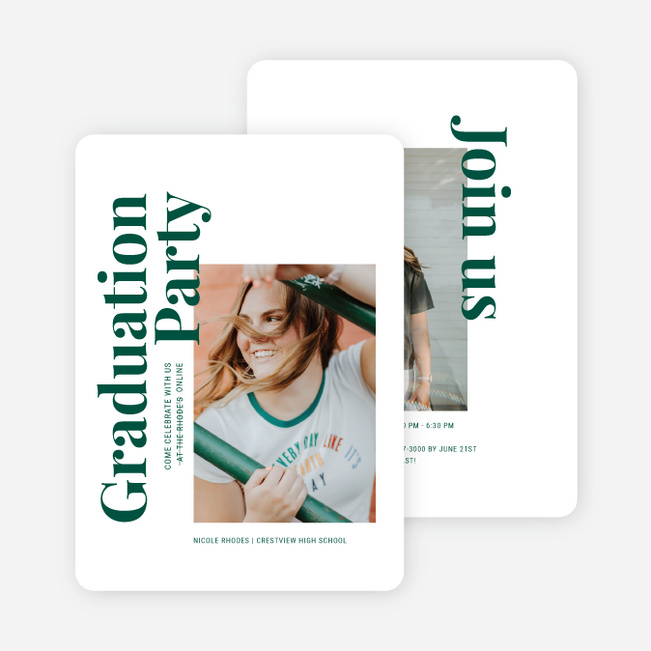 Classic But Different Graduation Announcements & Graduation Invitations - Green