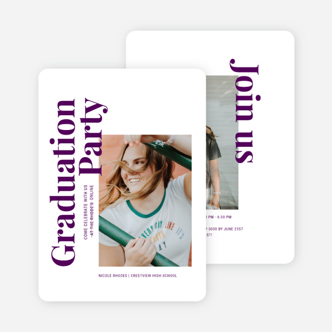 Classic But Different Graduation Announcements & Graduation Invitations - Purple