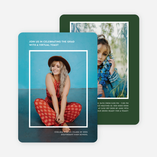 Minimal Frame Graduation Announcements & Graduation Invitations - Green